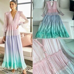 NWT✨ Rococo Sand Shine Rainbow Ombré Emi button dress size Small, NWT